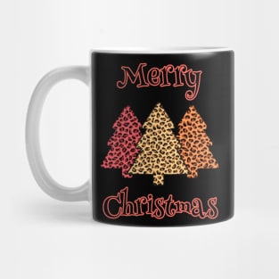 Merry Christmas Leopard Print Trees Mug